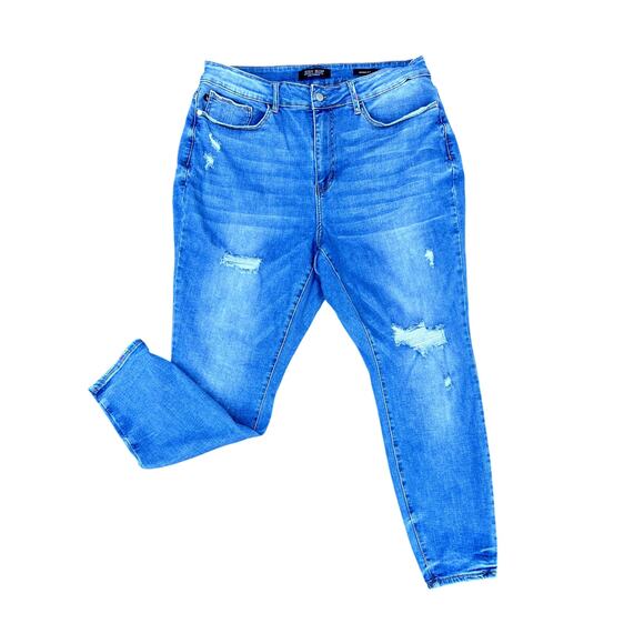 Judy Blue high rise distressed rainbow skinny jeans plus size 18wx29 - Picture 1 of 4